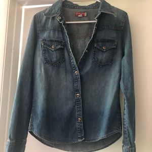 Guess denim button down top.
